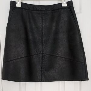 Zara Black Leather Textured Mini Skirt